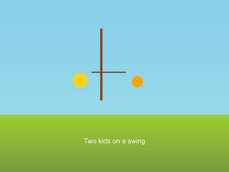 Two kids on a swing
